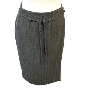 Giorgio Armani Classico Wool Wrap Skirt black brown striped size XS US 2 EU 38